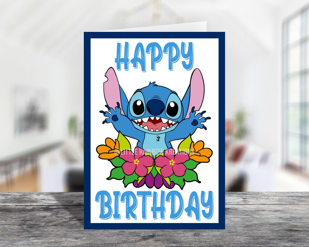 Stitch Happy Birthday Card Etsy