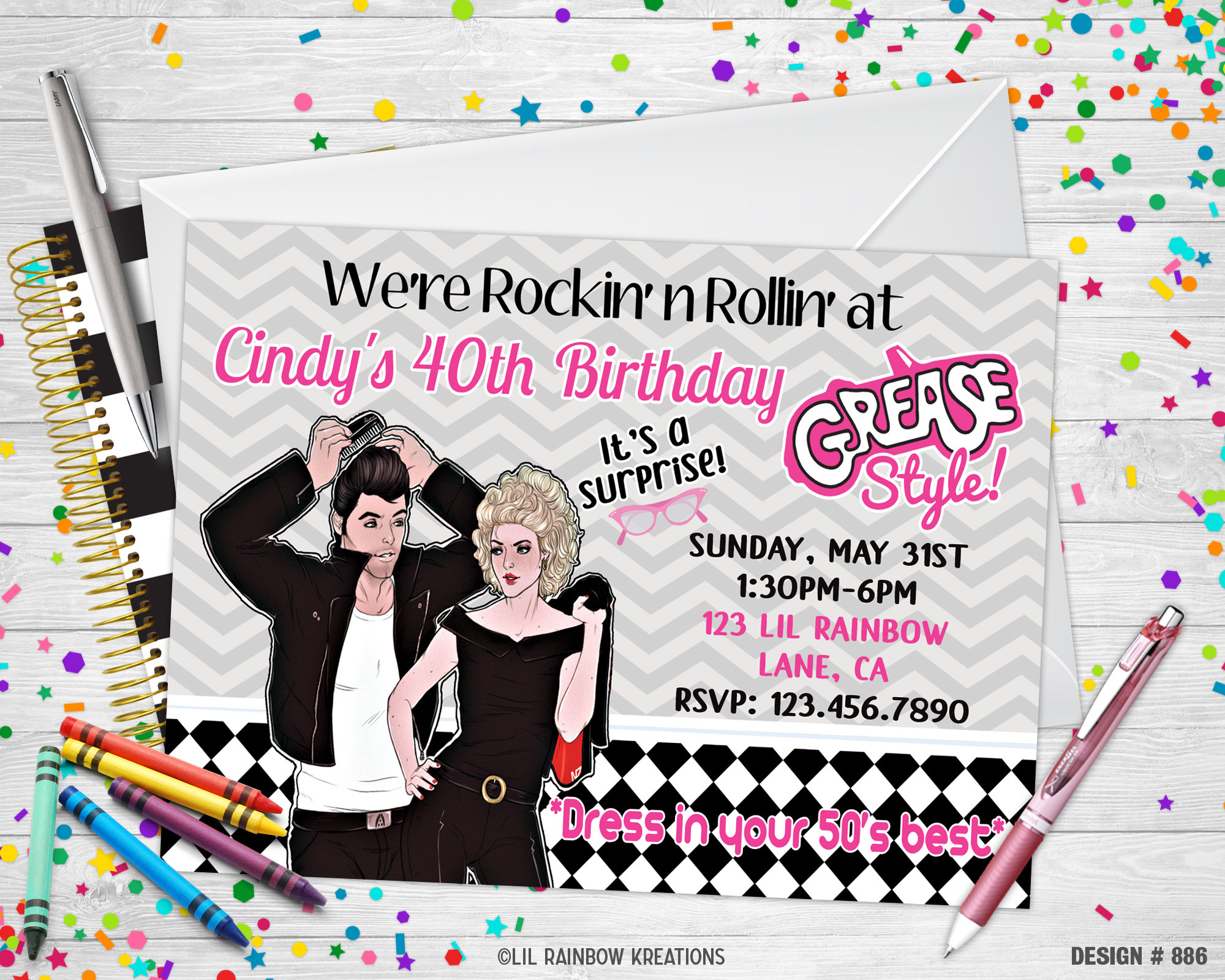 886 Grease Party Invitation Etsy