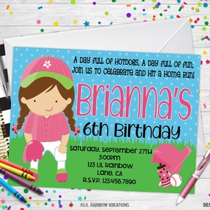 025 | Softball Party Invitation & Thank You Card