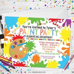 826 / Invitación a la fiesta de pintura y tarjeta de agradecimiento