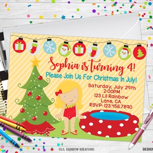 919-02 | Kerst in juli feestuitnodiging & bedankkaart