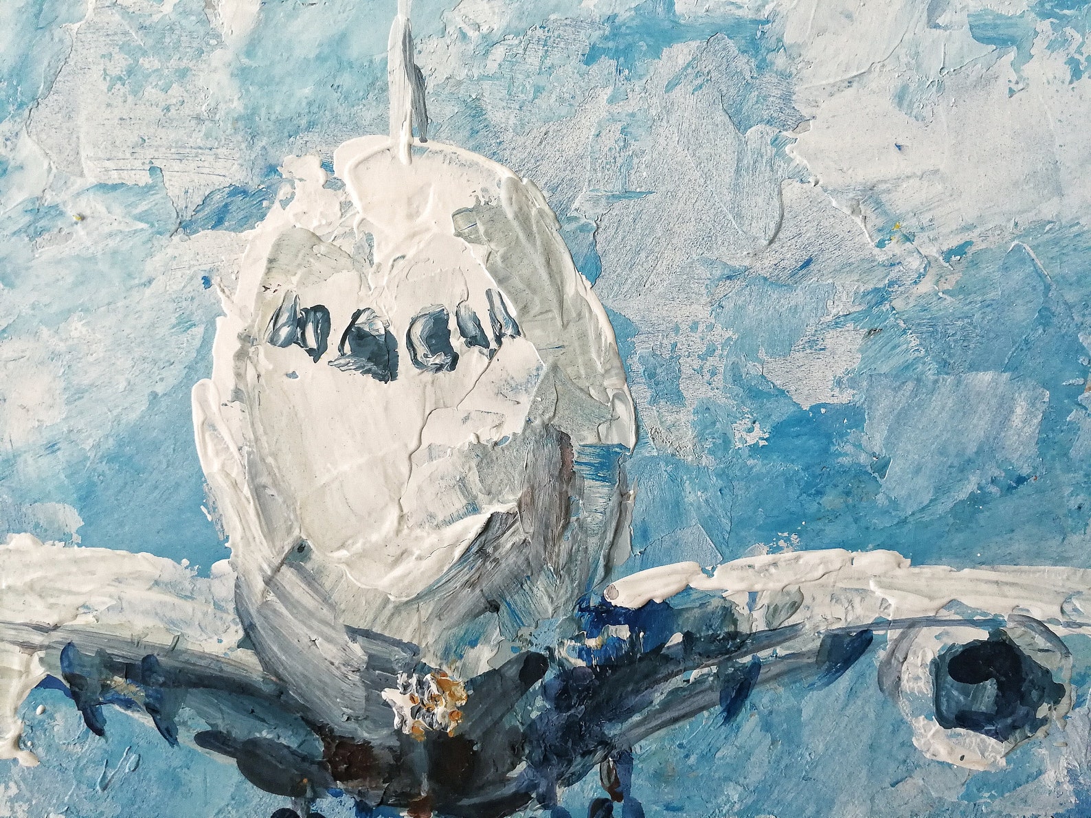 Airplane Original Painting Aviation Acrylic Abstract Fine Art Etsy