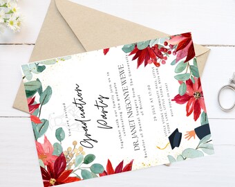 Floral Graduation Party Invitation Template Editable | Graduation Announcement Invitation | Graduation Party Invite Download | Class of 2024