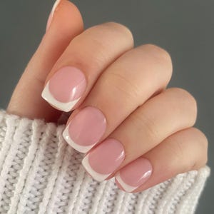 Micro French Tip Press On Gel Nails | Wedding Nails | Spring Summer Nails | Reusable