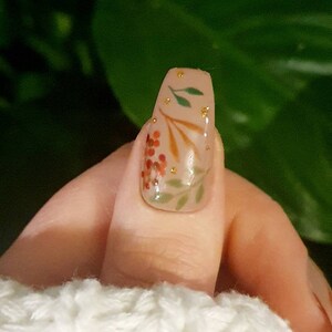 Woodland Fox Press On Gel Nails Autumn Winter Fall Nails Reusable image 2