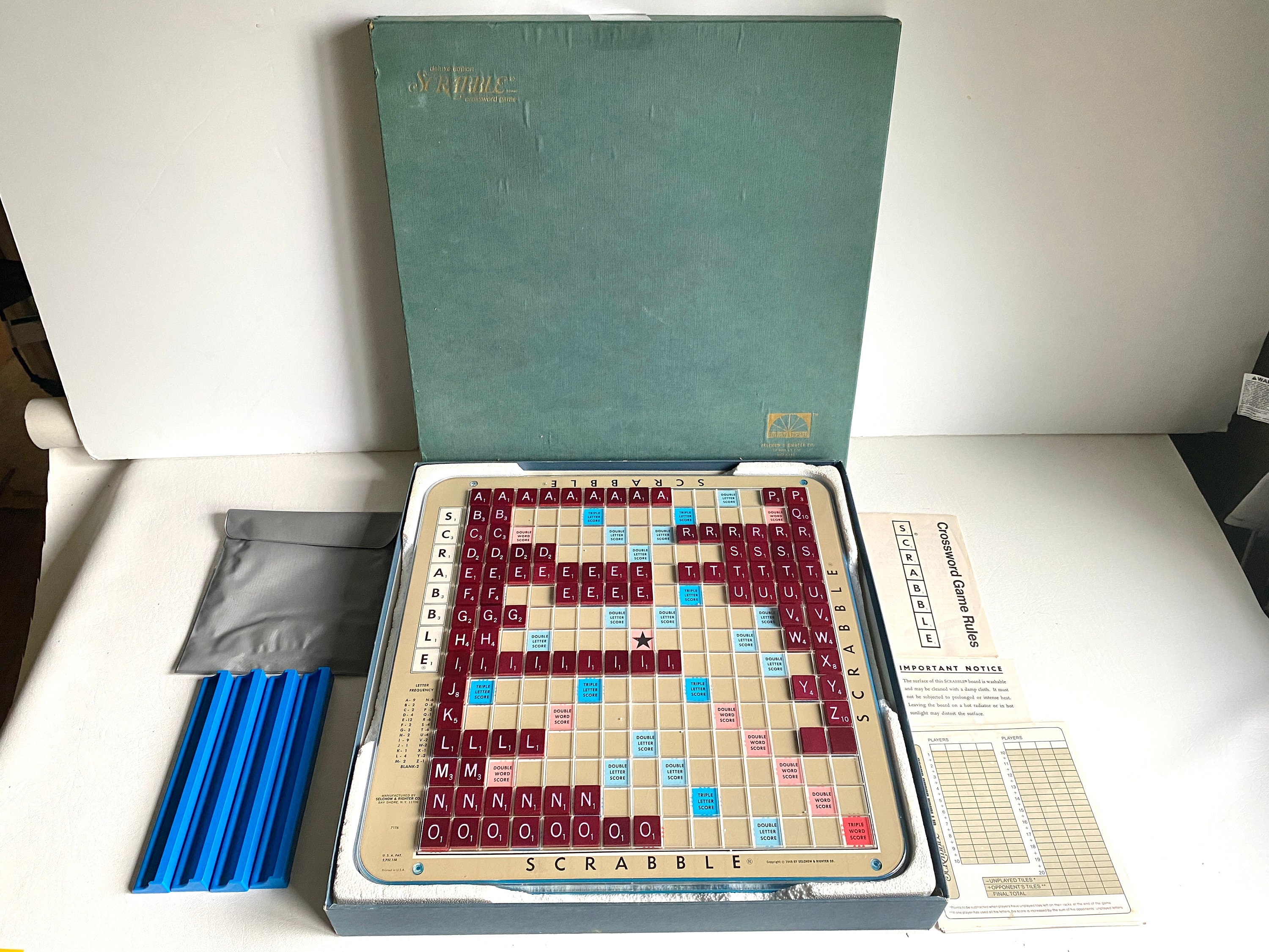 Scrabble Deluxe Edition with Rotating Wooden Game Board