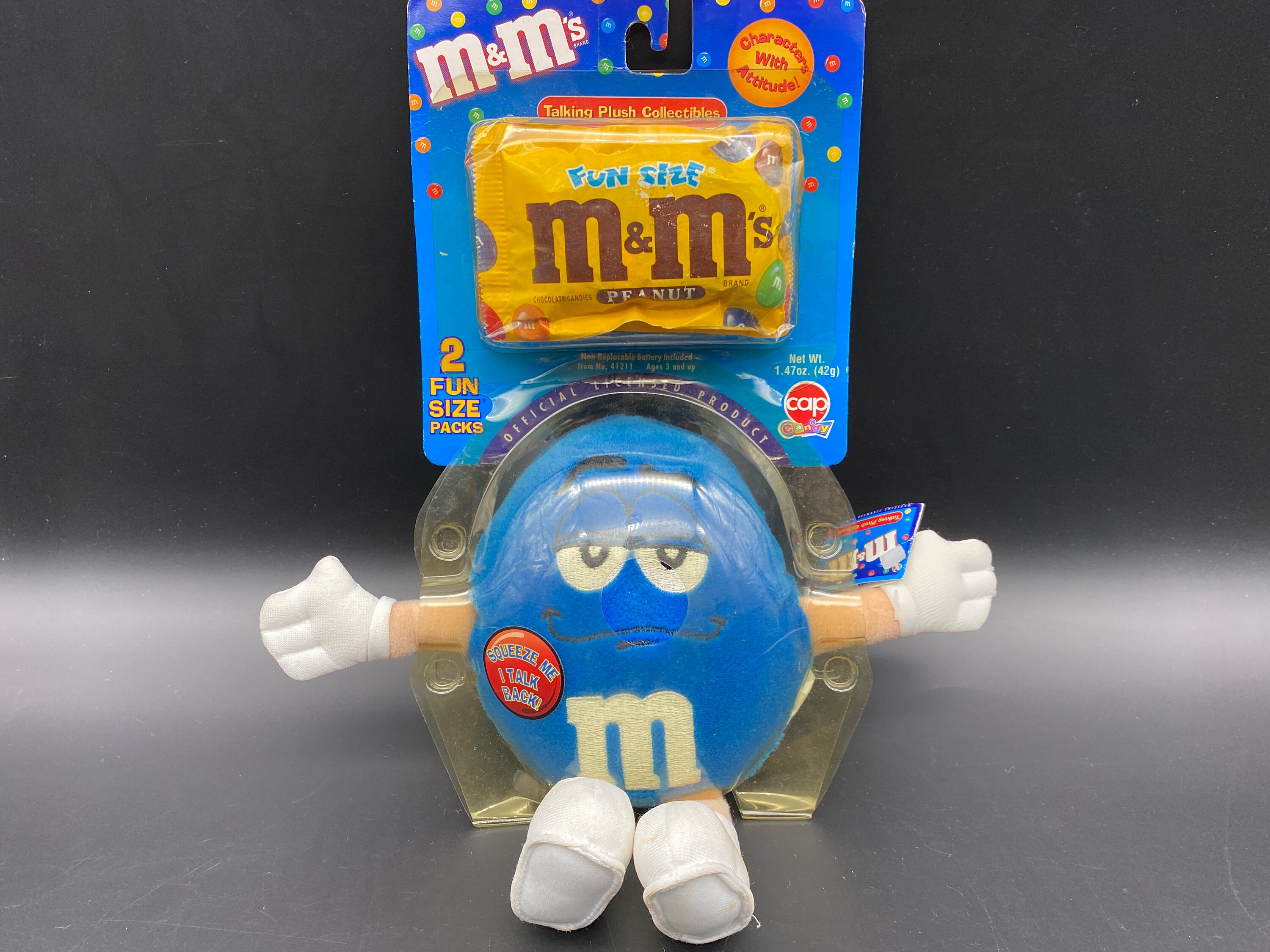 M&M's Candy Blue Large Poseable Plush Stuffed Animal Plastic Eyes 14in  Peanut