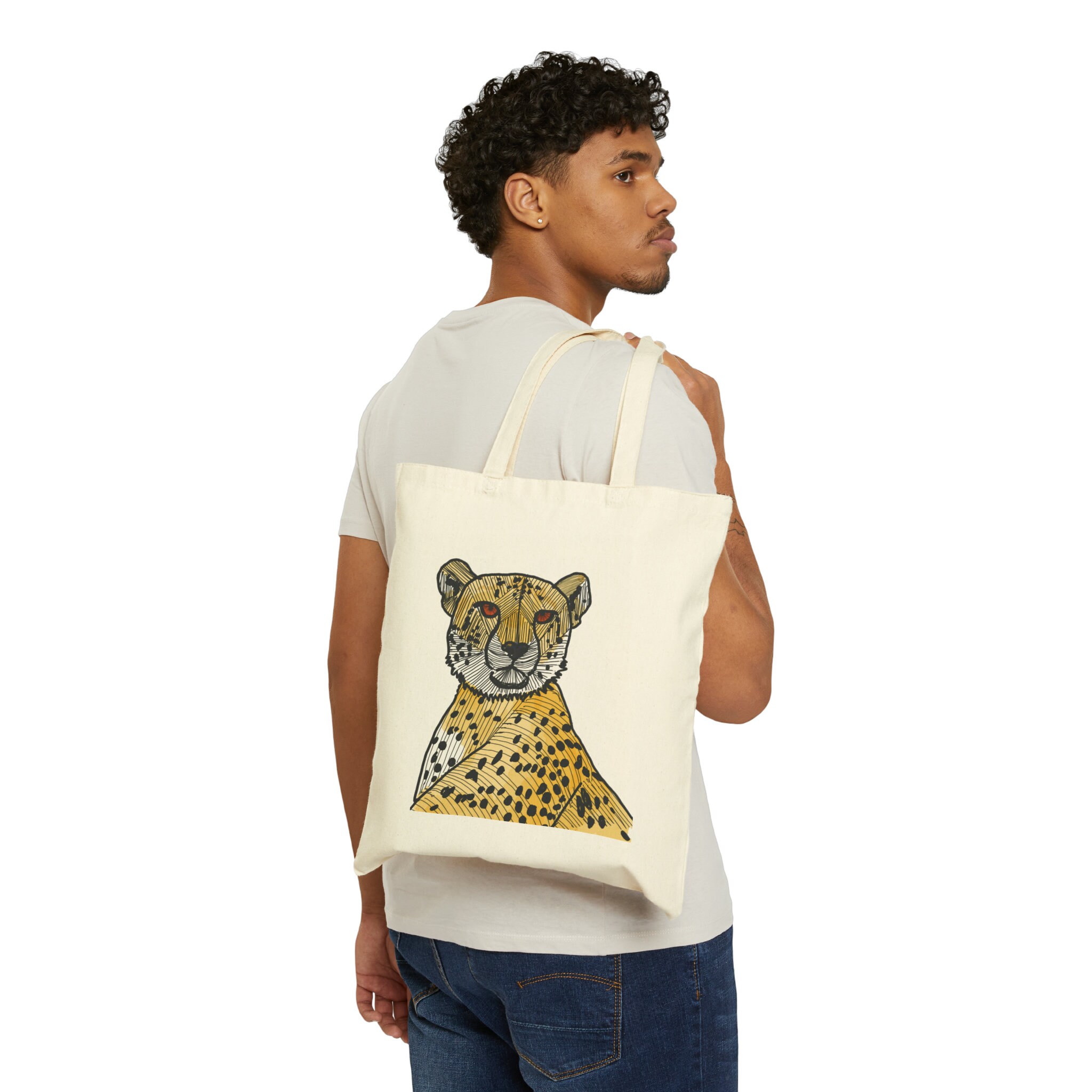 THE CHEETAH CANVAS ラージトート Amazon.com: Leopard Print Canvas Tote Bag Multi Pocket Large