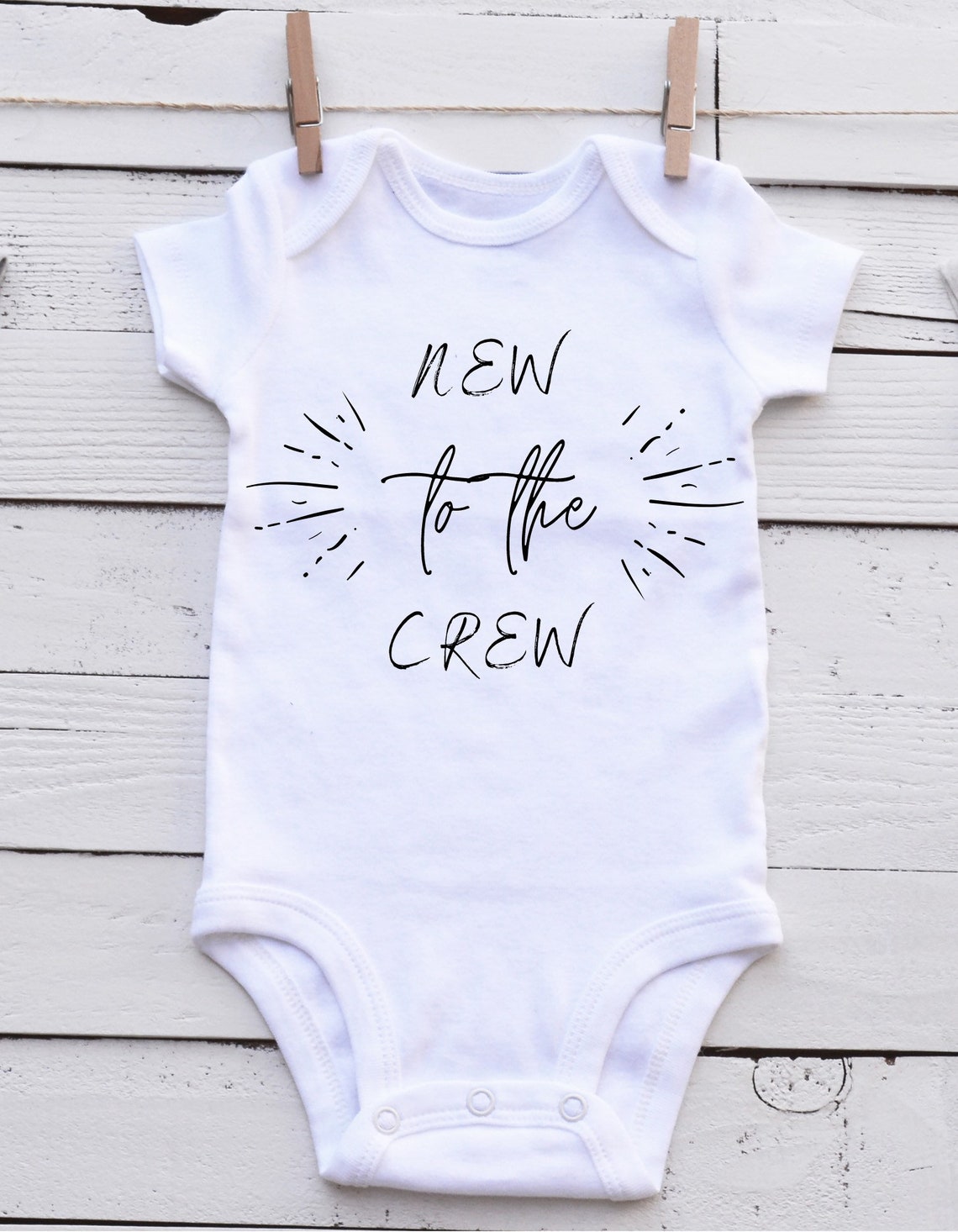 New to the crew personalized Baby onesie Gender Neutral baby Etsy