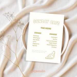 Modelo editável de cardápio de café, cardápio de café personalizável, comidas e bebidas, lista de preços de cafeteria, minimalista, moderno e neutro