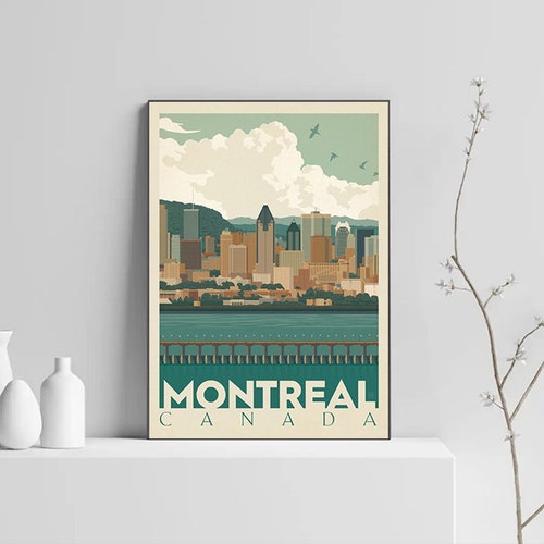 Montreal Poster Travel Art Print Vintage Style Poster Etsy