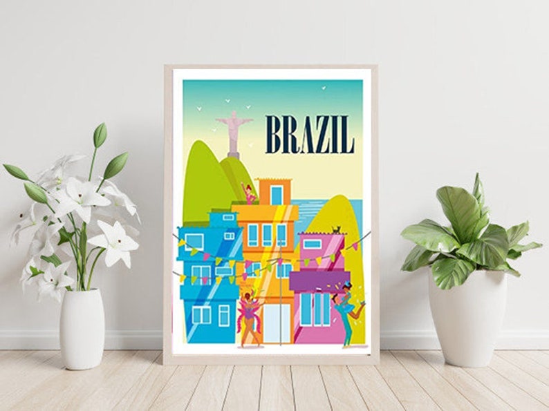 Rio de Janeido vintage brazil travel promo poster repro 16x24 