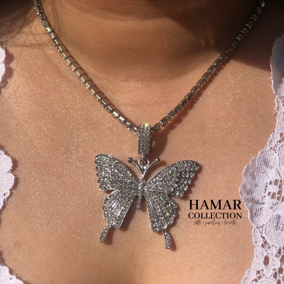 Icy cheap butterfly necklace