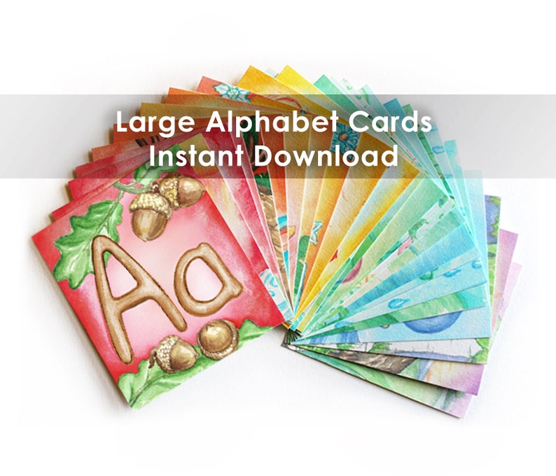 Alphabet Cards / Waldorf, Montessori / homeschool / classroom / instant download image 1