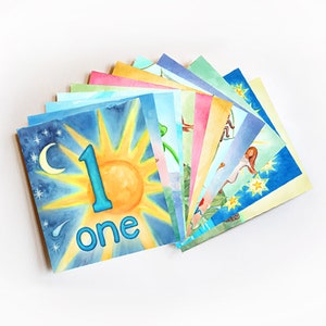 Number Cards / Waldorf, Montessori / Watercolor / homeschool/ classroom/ math
