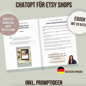 ChatGPT for Etsy Shops Mini Guide with 20 pages including prompt ideas German language image 2