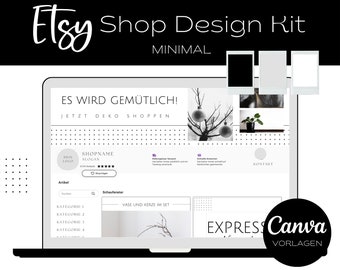 Etsy Shop Design MINIMALISTISCH Kit für Canva- Vorlagen für Artikelbilder, Shop Banner und Icons - komplett anpassbar