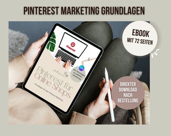Pinterest help for Etsy and online shops - ebook with 72 pages - direct download including 30 pin templates