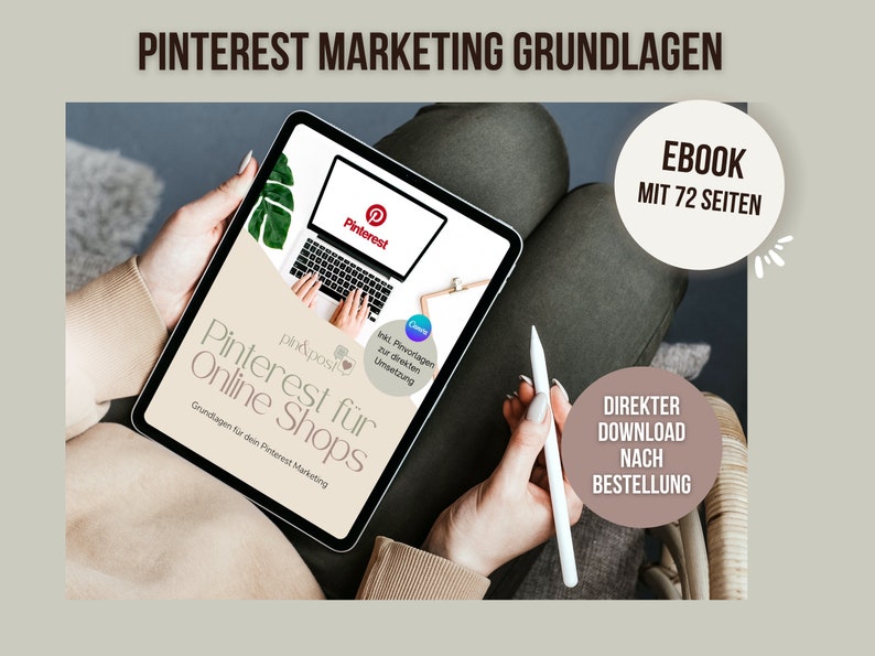 Pinterest help for Etsy and online shops ebook with 72 pages direct download including 30 pin templates image 1