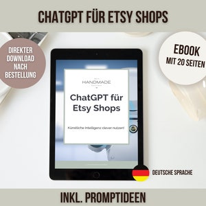 ChatGPT for Etsy Shops Mini Guide with 20 pages including prompt ideas German language image 1