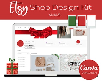 Etsy Shop Design Kit für Canva- Vorlagen für Artikelbilder, Shop Banner und Icons - Weihnachten - komplett anpassbar