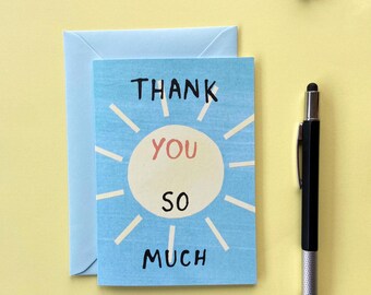 Thank You So Much Illustrated A6 Greeting Card