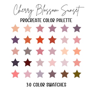 Procreate Color Palette - Colors for Digital Art - Cute Color Palette for iPad Procreate - Cherry Blossom Sunset Color Palette