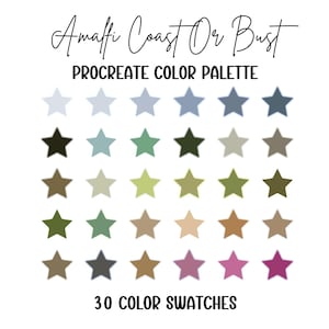 Procreate Color Palette - Colors for Digital Art - Color Palette for iPad - Amalfi Coast Or Bust - Landscape Color Palette
