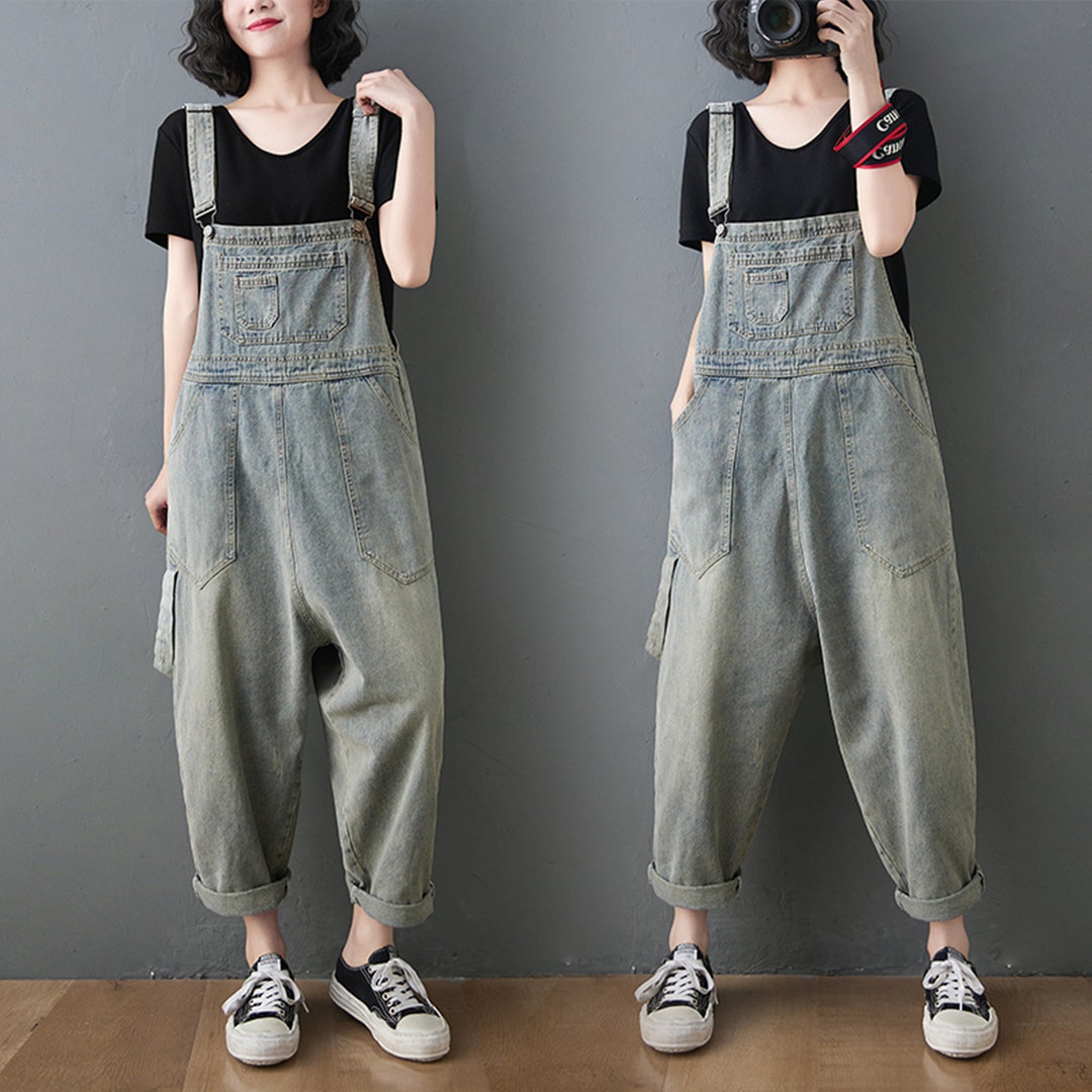 Washed Jeans Overalls Woman, Plus Size Overalls, Baggy Overalls ...