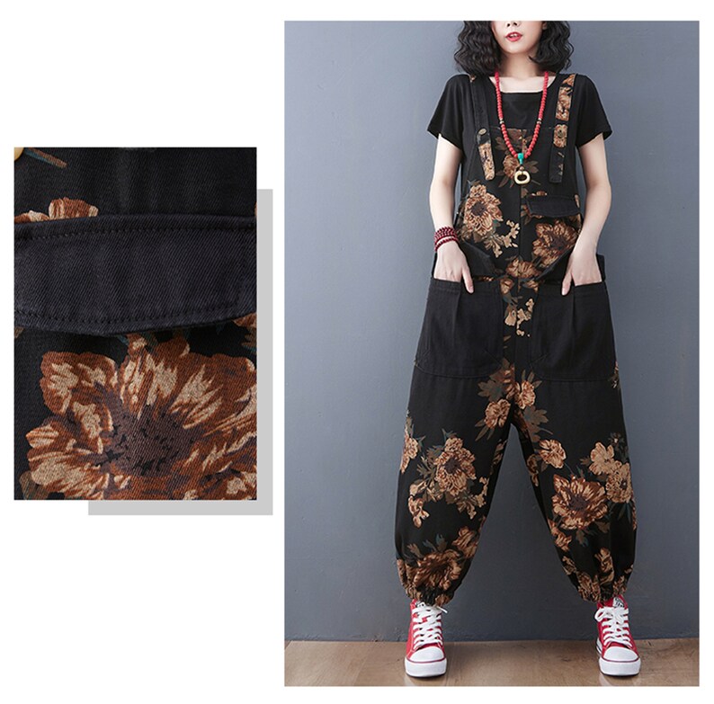 Printed Overalls Woman Plus Size Overalls Baggy Overalls Etsy