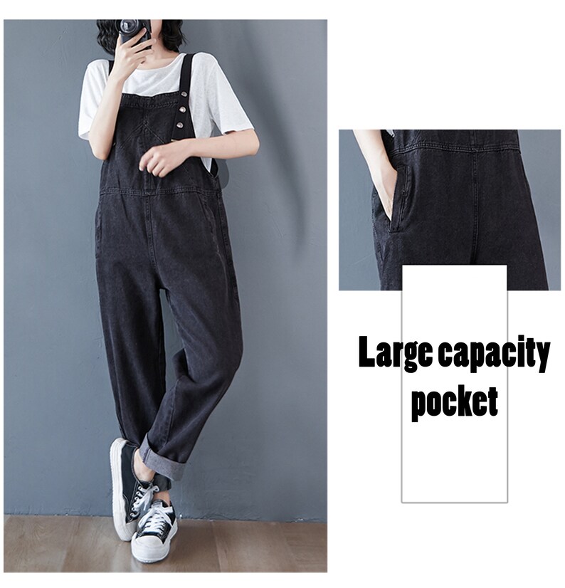 Black Overalls Woman Plus Size Overalls Baggy Overalls Etsy