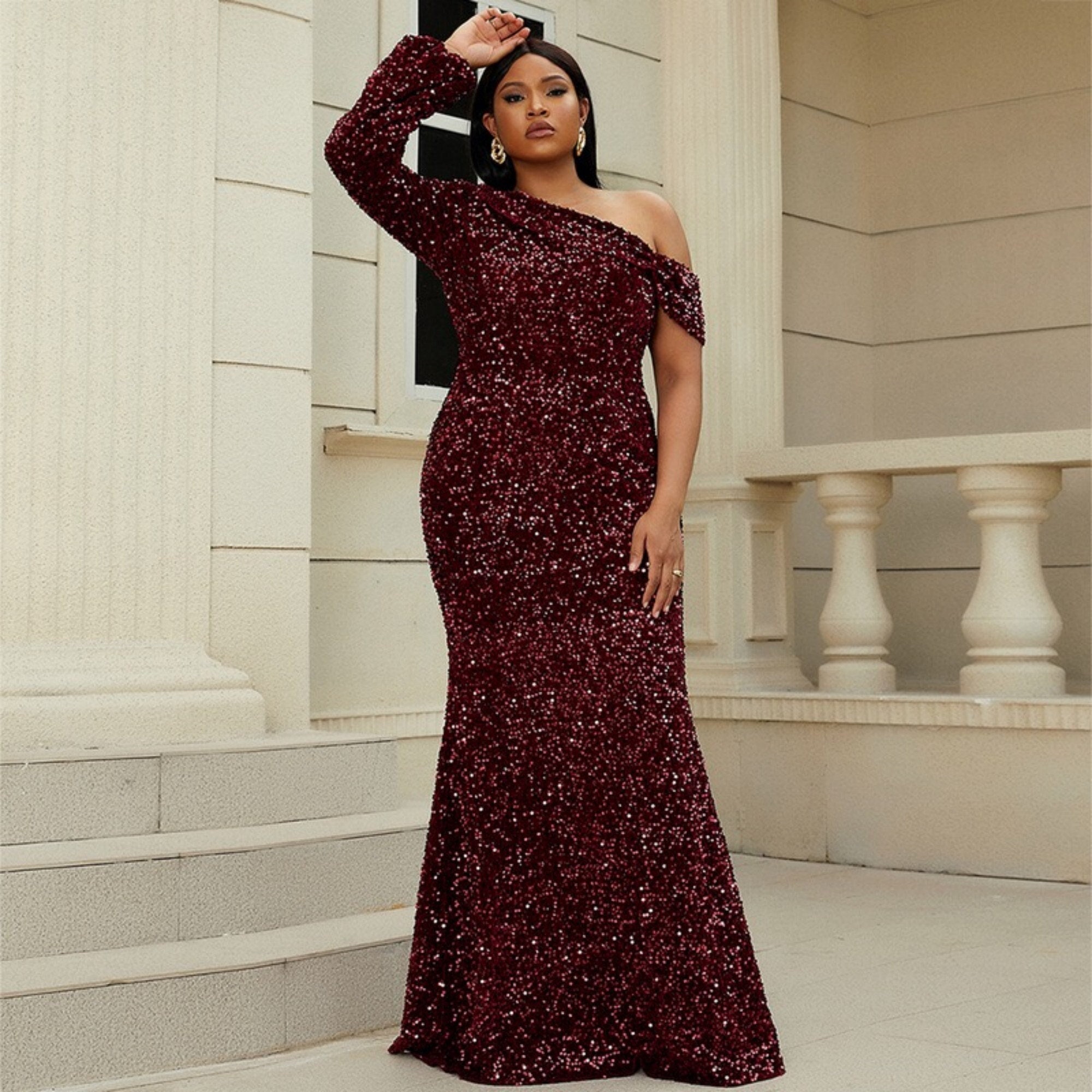 Plus size clearance fishtail maxi dress