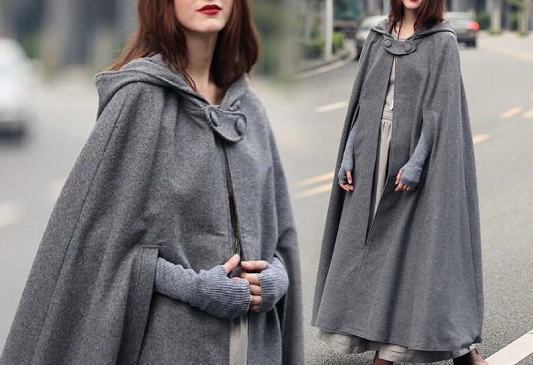 Hooded Cloak, Long Cape Cloak, Medieval Cloak, Maxi Cloak Coat, Gothic