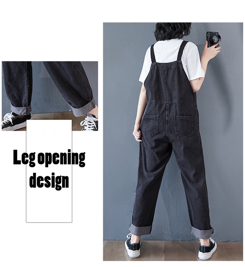 Black Overalls Woman Plus Size Overalls Baggy Overalls Etsy