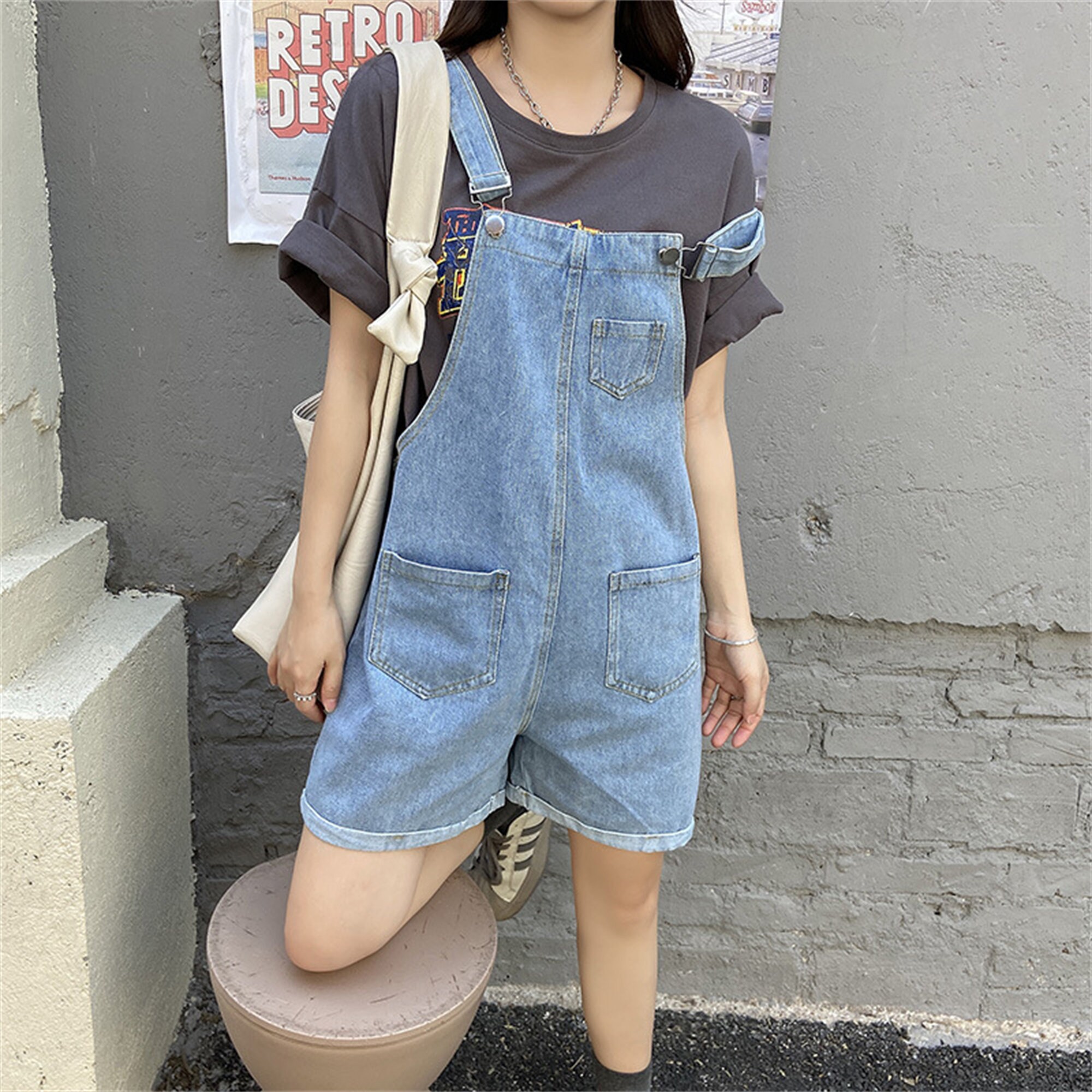 Women Jeans Overall Shorts Oversized Baggy Ladies Overalls Etsy UK