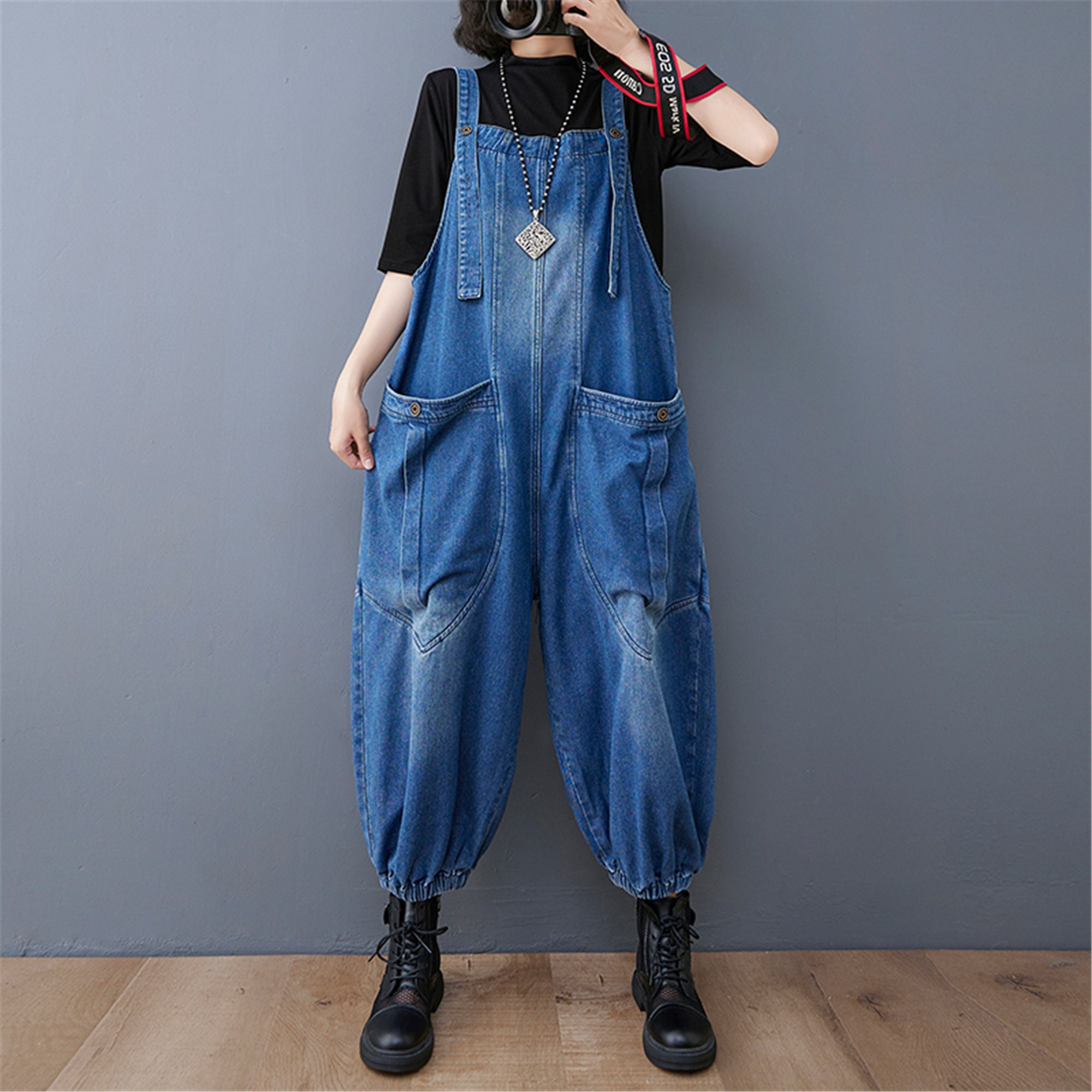 Retro Loose Jeans Overalls Loose Denim Pants Oversized Baggy - Etsy