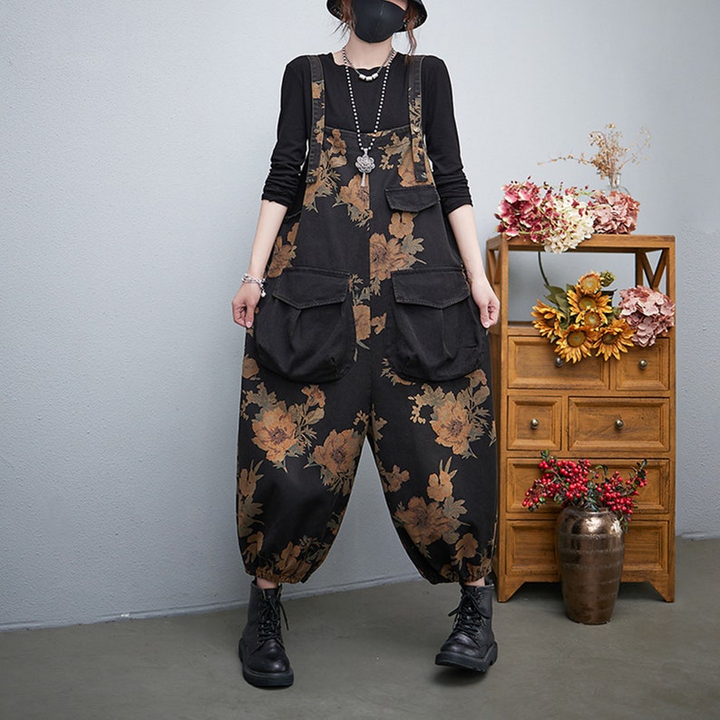 Printed Overalls Woman Plus Size Overalls Baggy Overalls Etsy