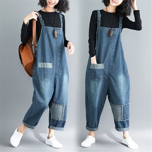 Women Jeans Overalls Loose Denim Pants 