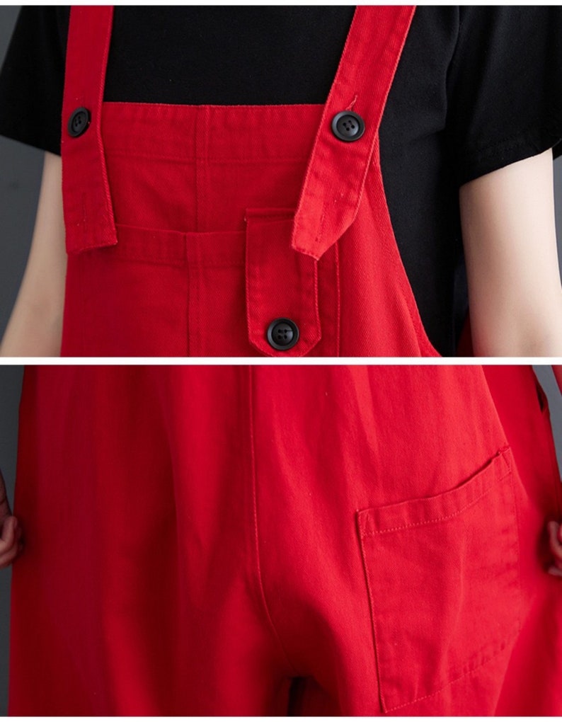 Prints Denim Overalls Cotton Jumpsuits Loose Casual Etsy