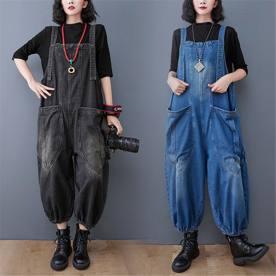 Retro Loose Jeans Overalls Loose Denim Pants Oversized Baggy - Etsy