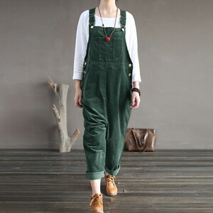 Corduroy Strappy Pants, Corduroy Overalls, Casual Loose Jumpsuits ...