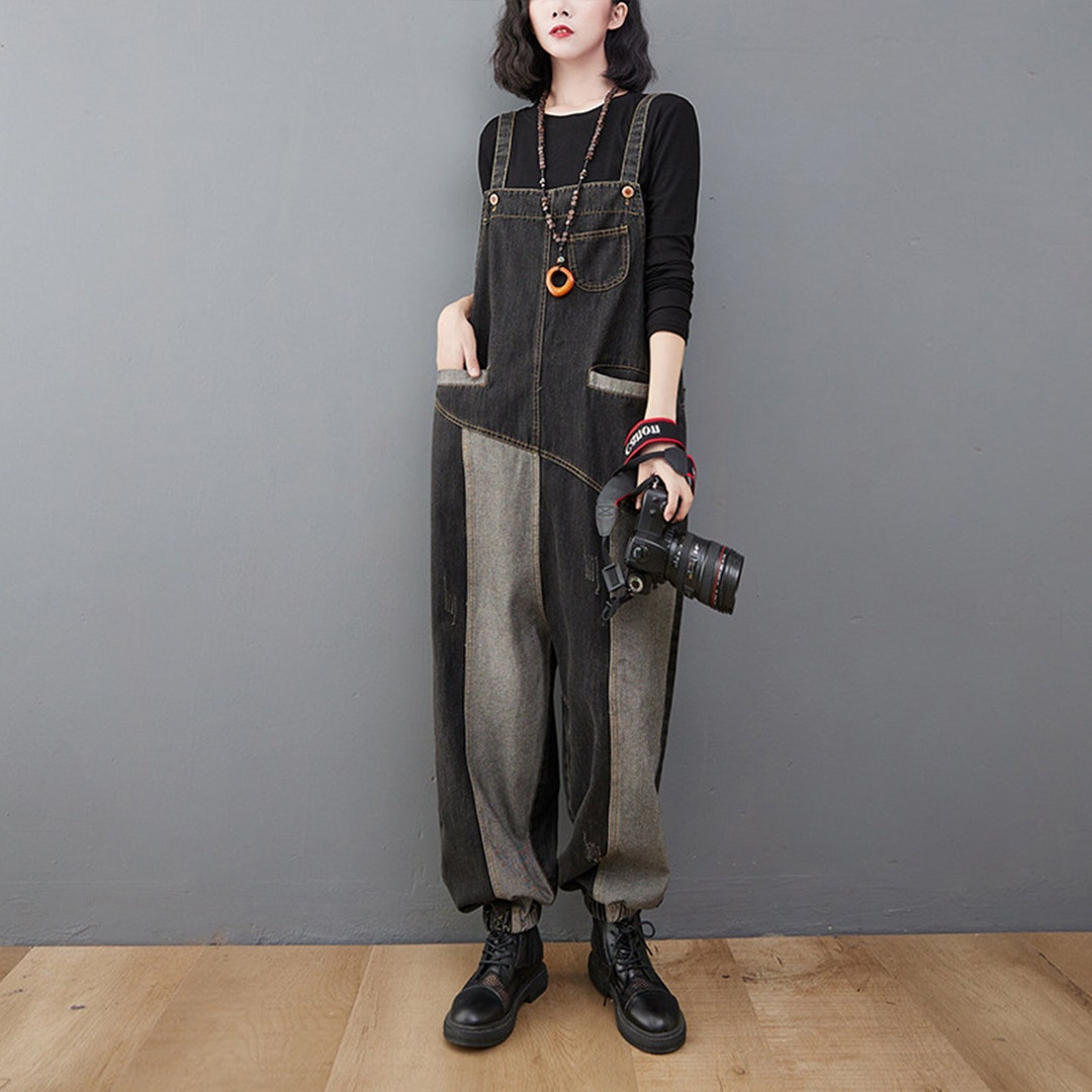 Patchwork Overalls, Vintage Overalls Woman, Plus Size Overalls, Jeans