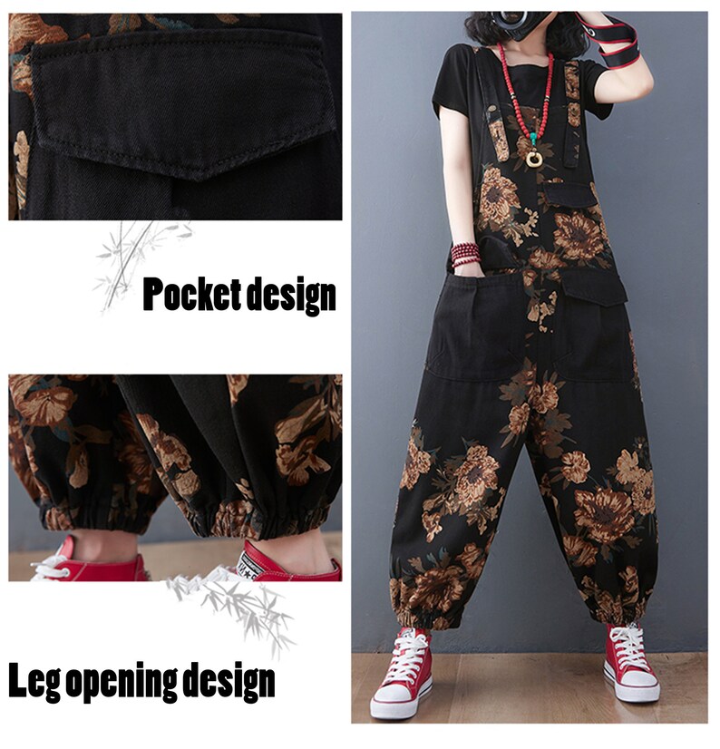 Printed Overalls Woman Plus Size Overalls Baggy Overalls Etsy