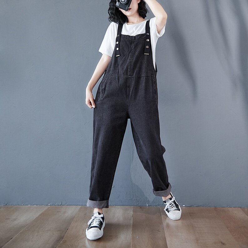 Black Overalls Woman Plus Size Overalls Baggy Overalls Etsy