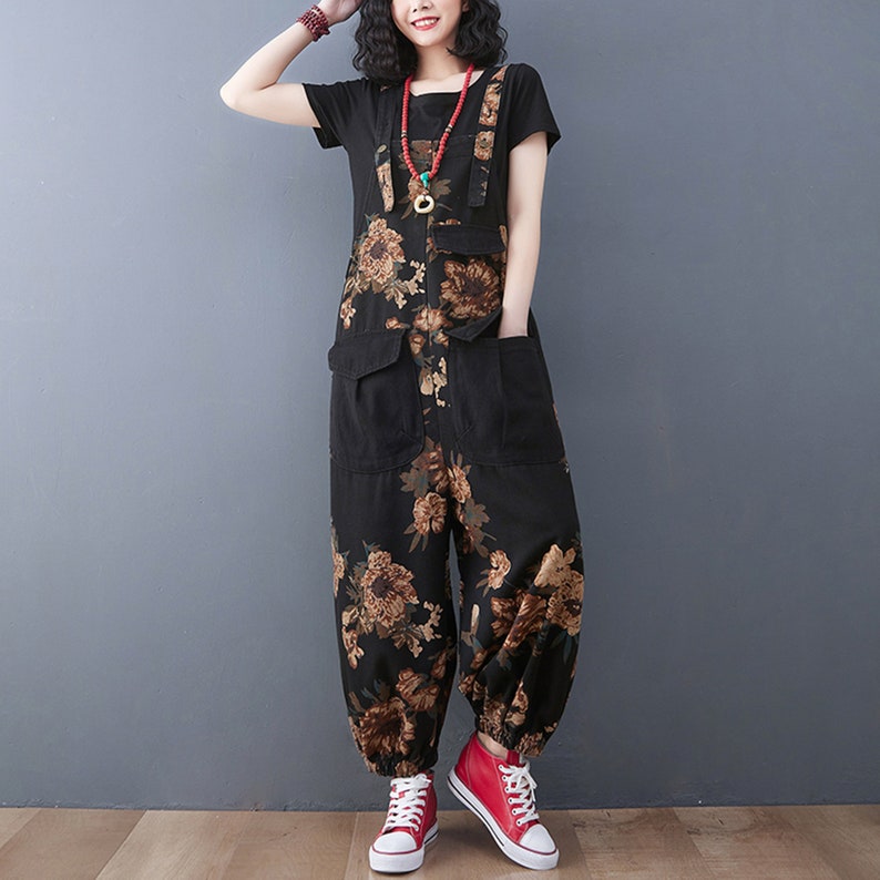 Printed Overalls Woman Plus Size Overalls Baggy Overalls Etsy