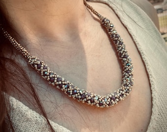 Beaded Tubular Peyote Netting Necklace Pattern Tutorial