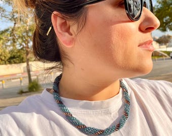 Twisted Beaded Bugle Spiral Necklace Tutorial