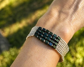 Beaded Flat Herringbone Bracelet Tutorial