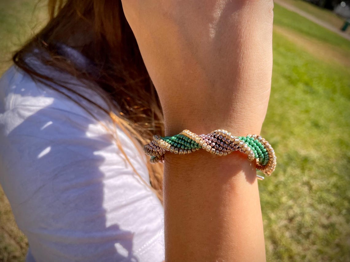 Spiral Herringbone Beaded Rope Bracelet Tutorial PDF - Etsy