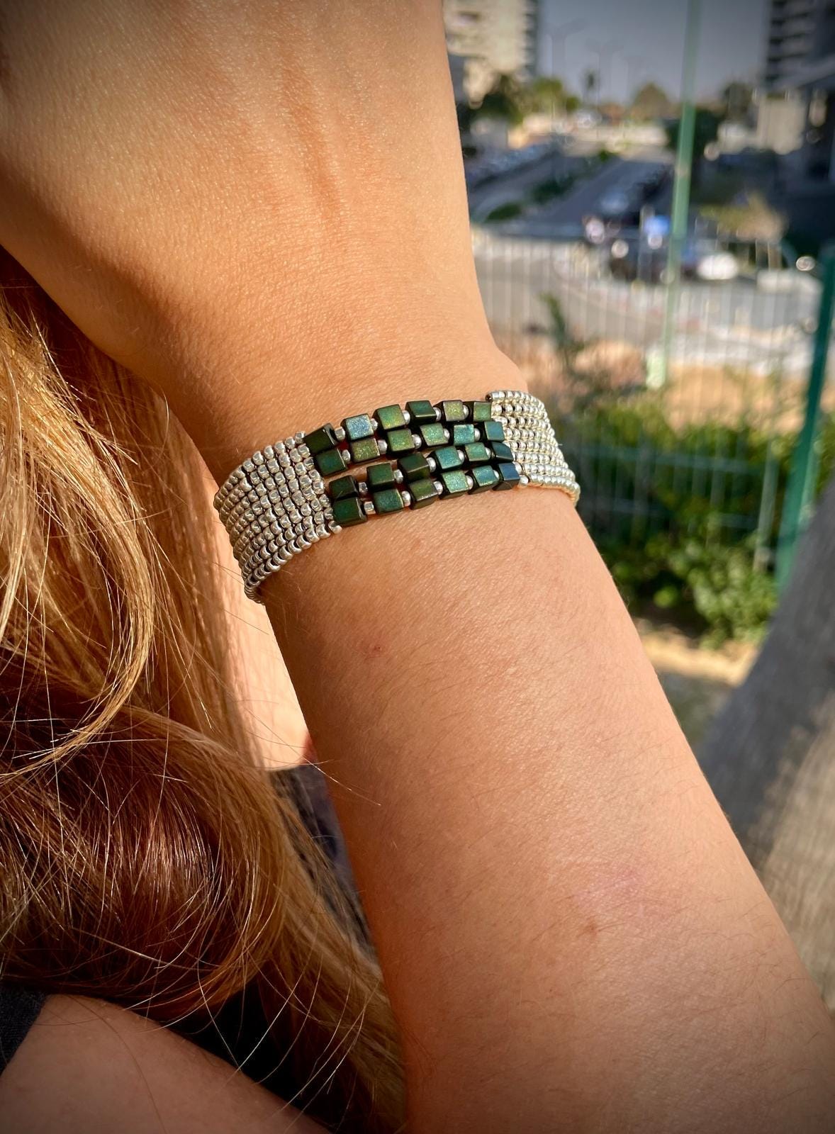 Beaded Flat Herringbone Bracelet Tutorial